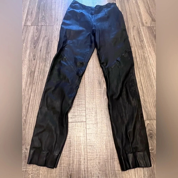 Vintage Leather Renditions By Sandi Black Leggings Size 6 Genuine Leather Pants - Picture 2 of 9